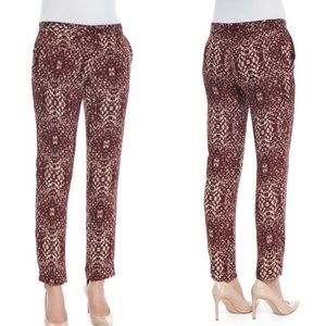 Haute Hippie Tailored Slim Shady Pants Shadow Snake Merlot